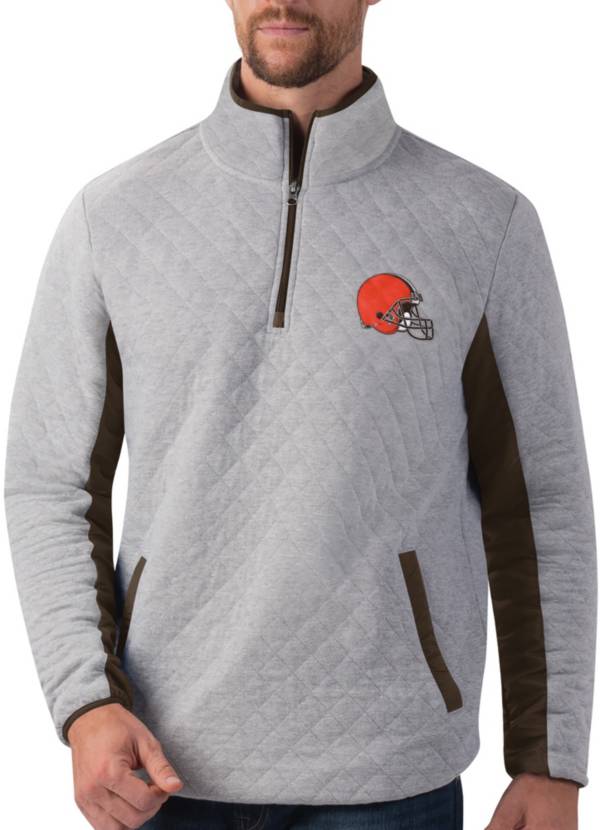 G-III Men's Cleveland Browns Slugger Quilt Grey Half-Zip Pullover