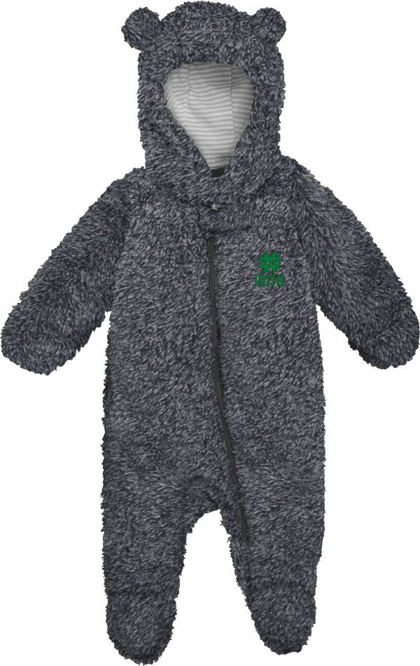 Gen2 Newborn Notre Dame Fighting Irish Grey Teddy Fleece Footed Onesie