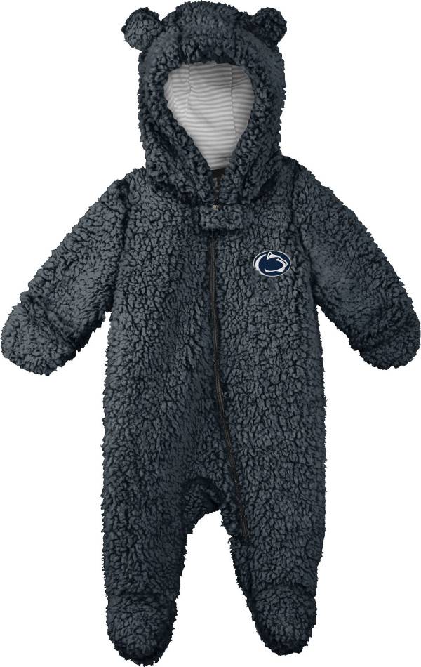 Gen2 Newborn Penn State Nittany Lions Grey Teddy Fleece Footed Onesie