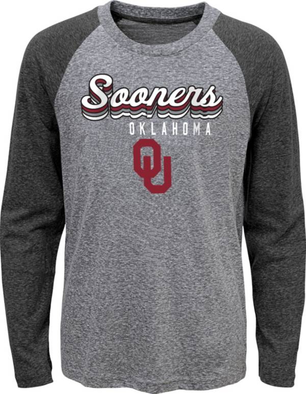 Gen2 Youth Oklahoma Sooners Grey Script Tri-Blend Raglan Long Sleeve T-Shirt product image