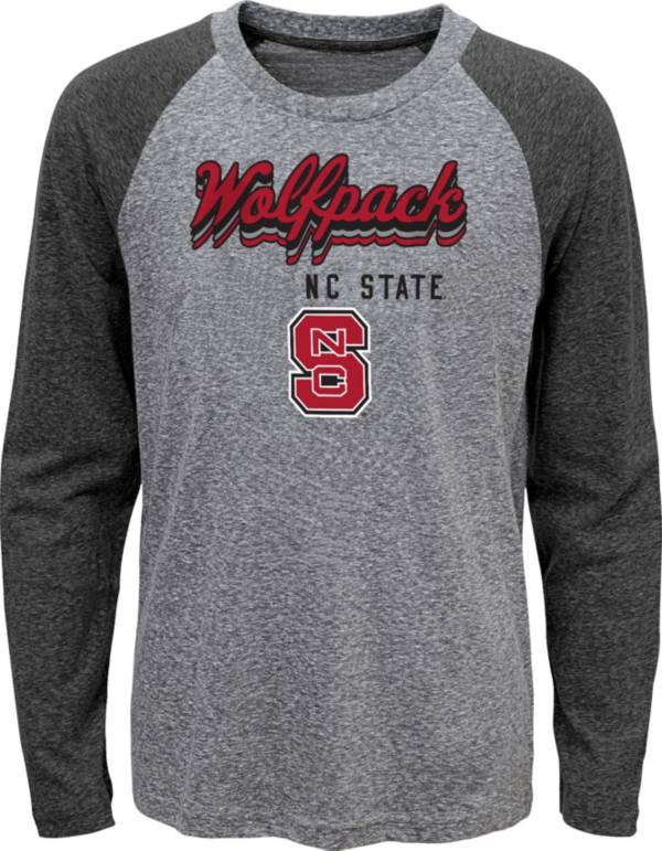 Gen2 Youth NC State Wolfpack Grey Script Tri-Blend Raglan Long Sleeve T-Shirt product image