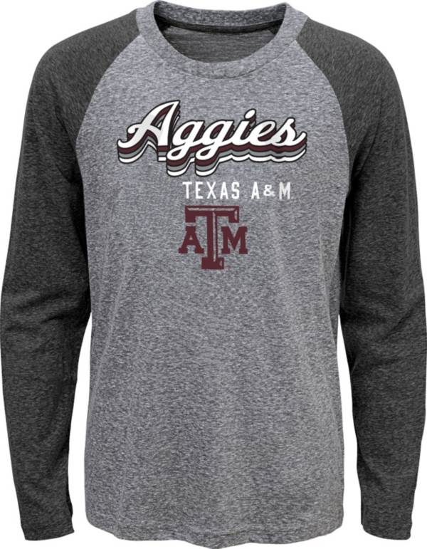 Gen2 Youth Texas A&M Aggies Grey Script Tri-Blend Raglan Long Sleeve T-Shirt product image