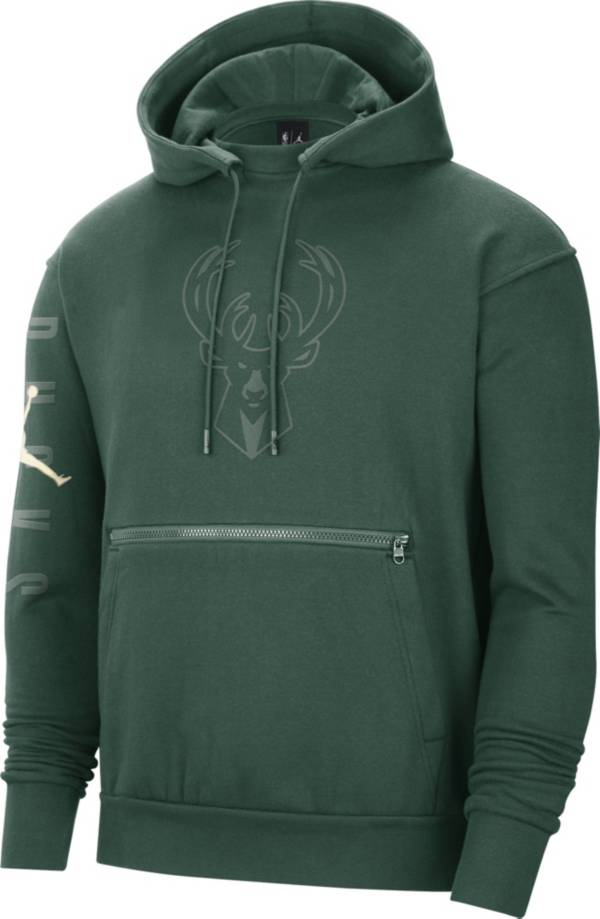 Jordan Adult Milwaukee Bucks Green Fleece Pullover Hoodie