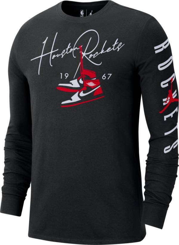 Jordan Men's Houston Rockets Black Long Sleeve T-Shirt