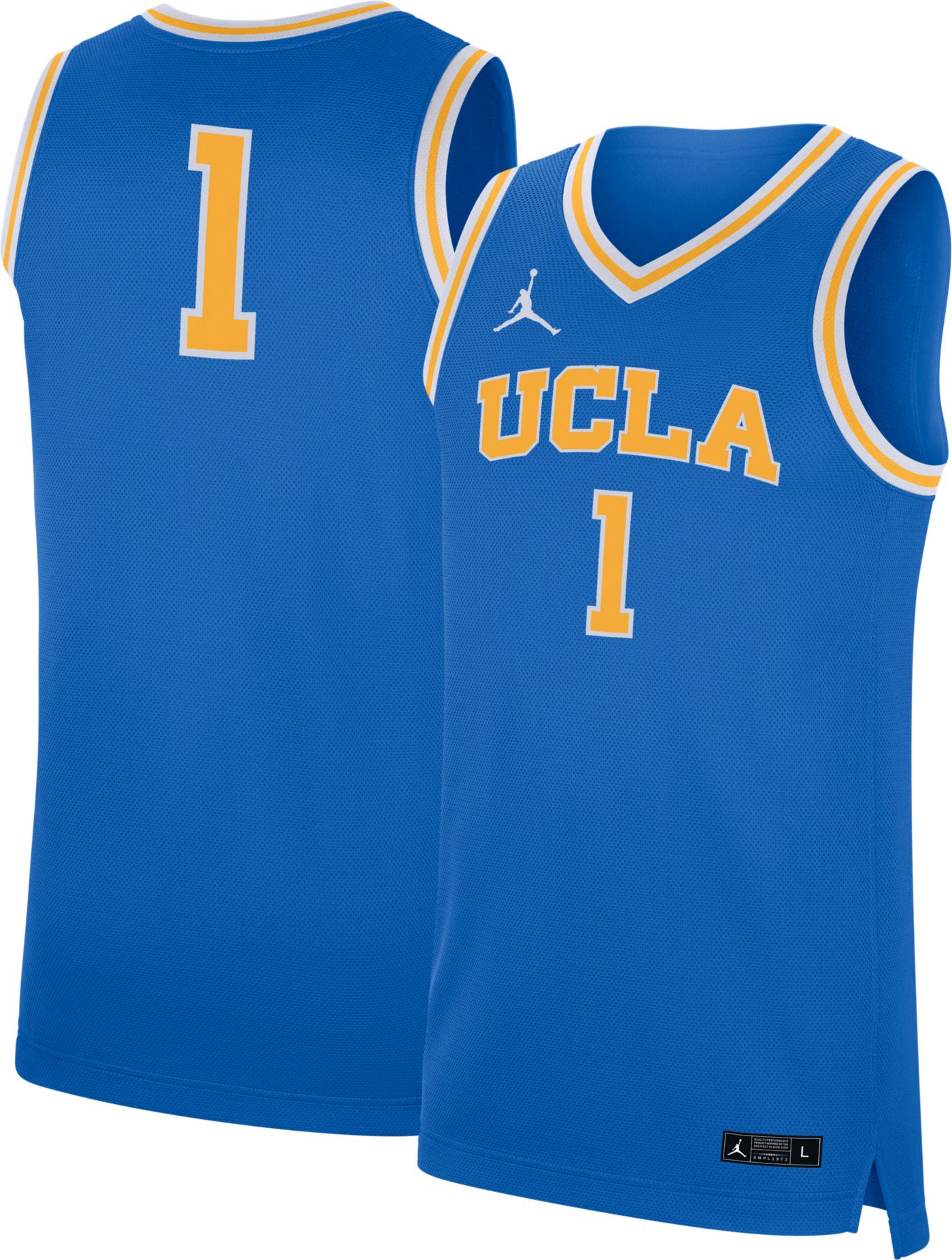 Men s Jordan Brand 1 Blue UCLA Bruins Replica Basketball Jersey