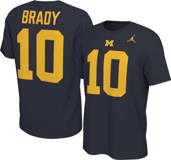 Jordan Men's Michigan Wolverines Tom Brady #10 Blue Football Jersey T-Shirt