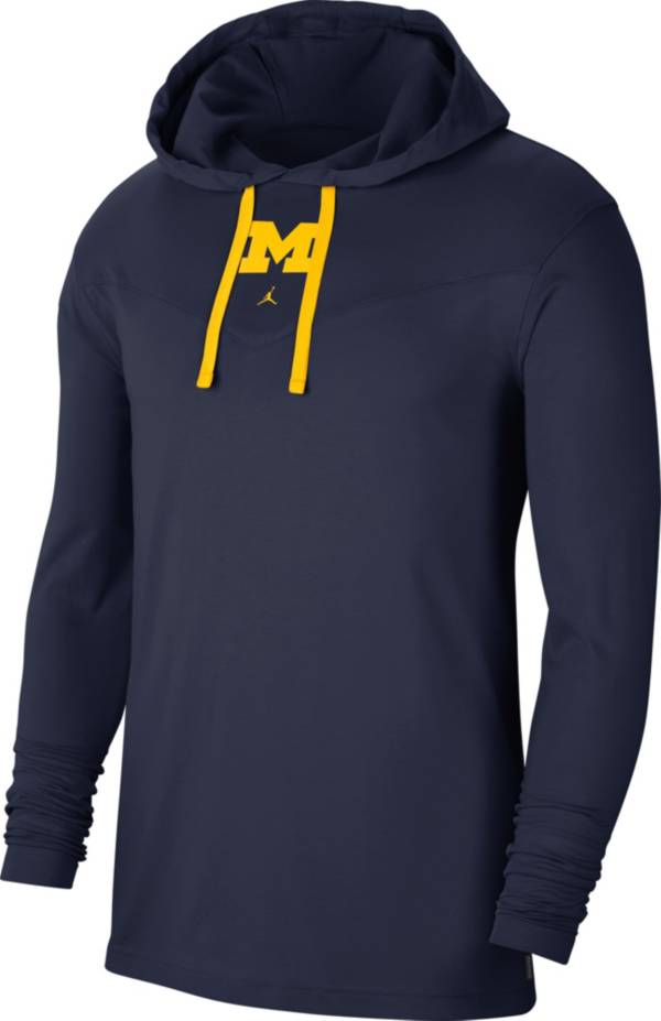 Jordan Men's Michigan Wolverines Blue Long Sleeve Hooded T-Shirt