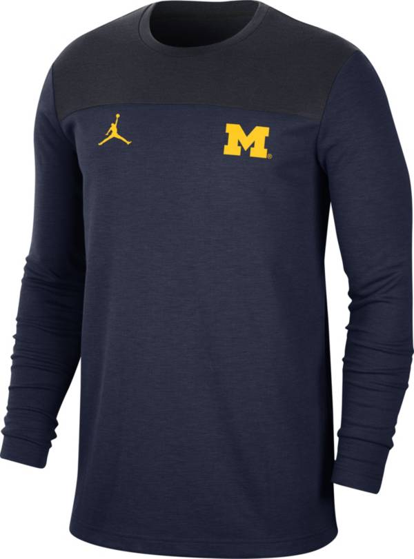 Jordan Men's Michigan Wolverines Blue Dri-FIT Football Team Issue Long Sleeve T-Shirt product image