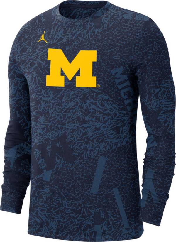 Jordan Men's Michigan Wolverines Blue Football Team Issue Practice Long Sleeve T-Shirt