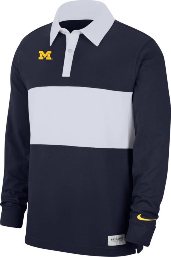 Nike Men's Michigan Wolverines Blue Striped Long Sleeve Polo product image