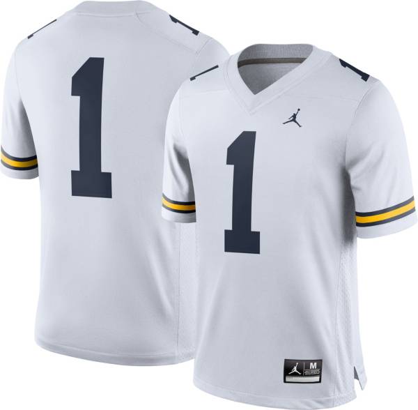 Jordan Men's Michigan Wolverines #1 White Dri-FIT Game Football Jersey product image