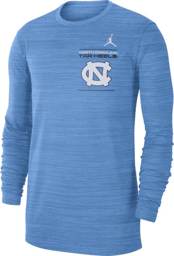 Jordan Men's North Carolina Tar Heels Carolina Blue Dri-FIT Velocity Football Sideline Long Sleeve T-Shirt