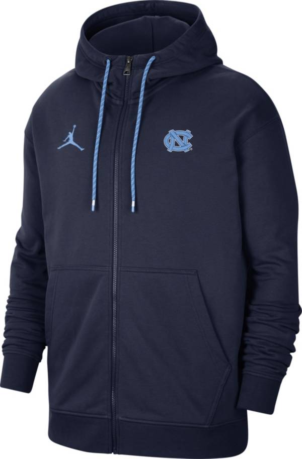 Jordan Men's North Carolina Tar Heels Navy Football Team Issue Travel Fleece Hoodie