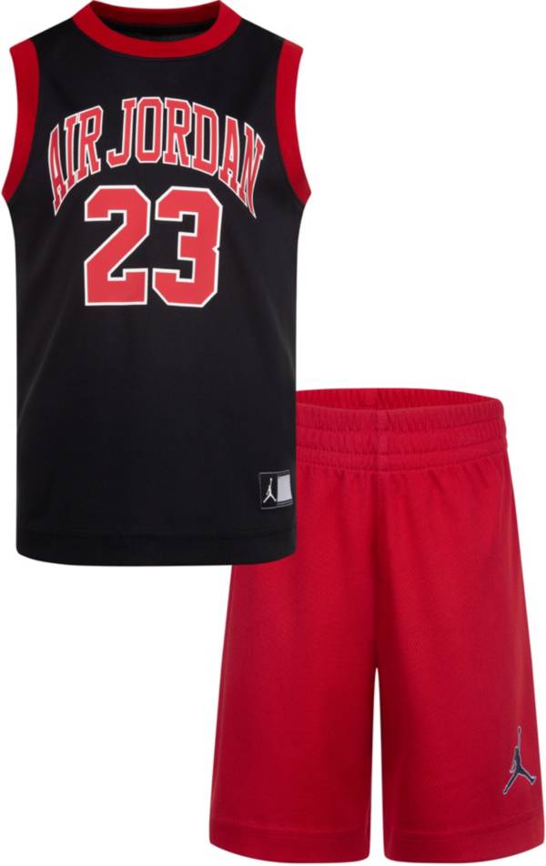 Jordan Little Boys Mesh Basketball Jersey Tank Top and Shorts Set