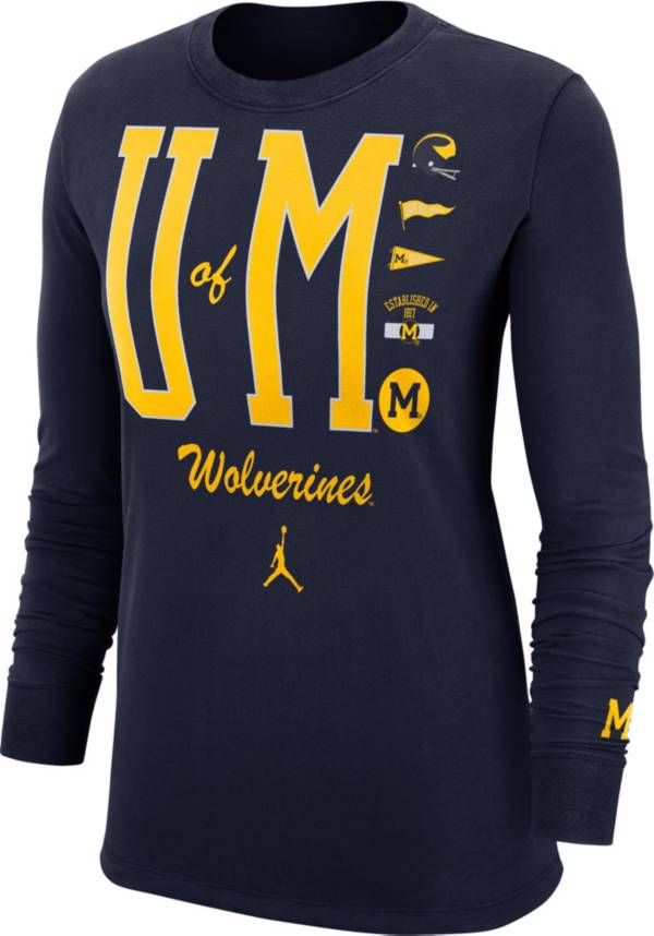 Jordan Women's Michigan Wolverines Blue Cuff Football Long Sleeve  T-Shirt product image
