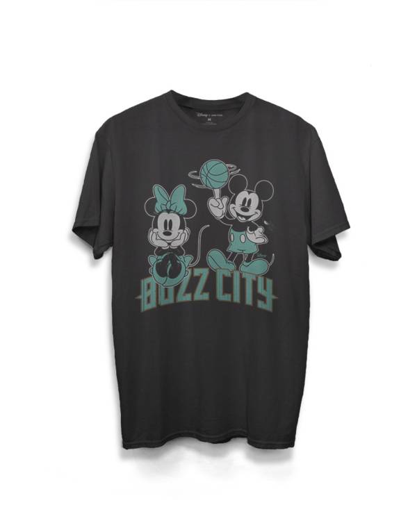 Junk Food Men's Charlotte Hornets Disney Vintage Mickey Baller City Edition Black T-Shirt