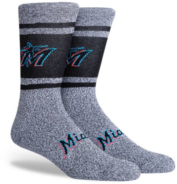 PKWY Miami Marlins Black Varsity Crew Socks