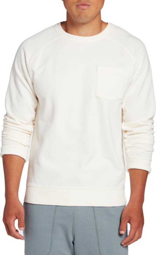 VRST Men's Washed Twill Chest Pocket Terry Crewneck Pullover