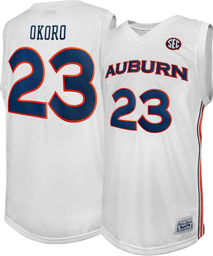 Retro Brand Men's Auburn Tigers Isaac Okoro #23 White Replica Basketball Jersey, Medium