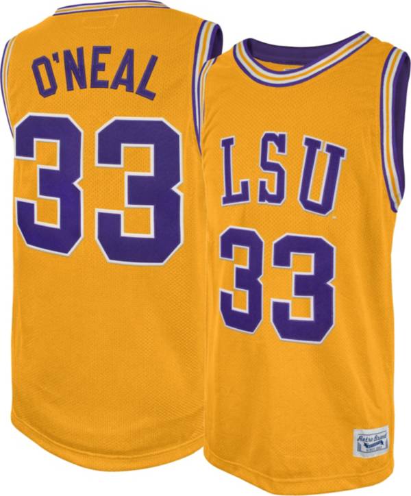 Retro Brand Men's LSU Tigers Shaquille O'Neal #33 Gold Replica Basketball Jersey product image