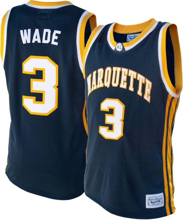 Original Retro Brand Men's Marquette Golden Eagles Dwyane Wade #3 Blue Replica Basketball Jersey product image