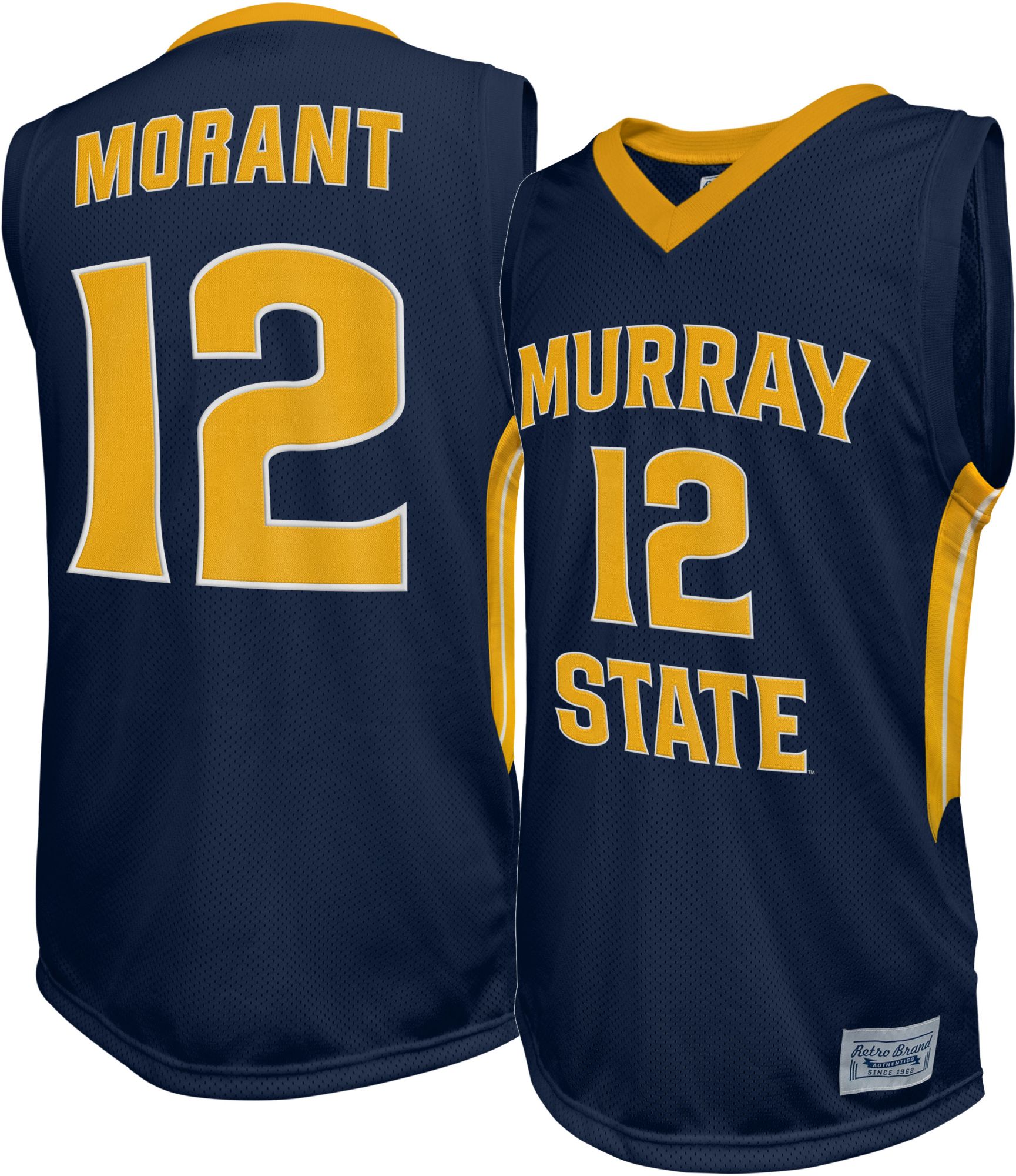 Original Retro Brand Men's Murray State Racers Ja Morant #12 Navy Blue Replica Basketball Jersey, XXL