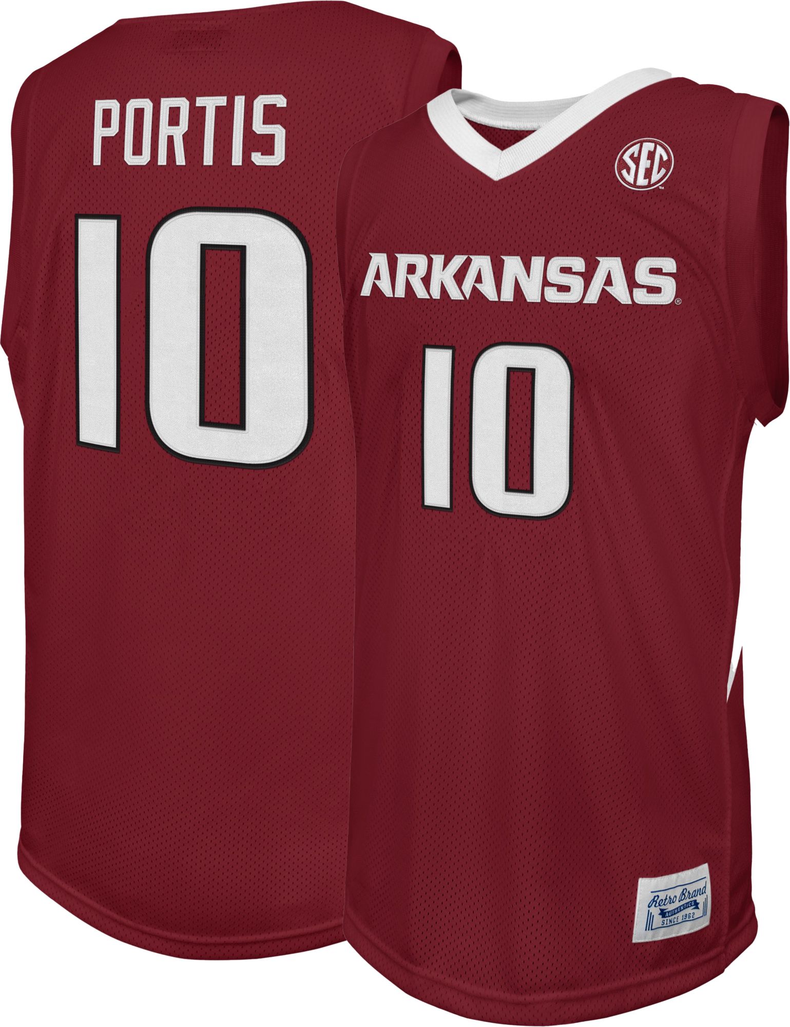 Retro Brand Men's Arkansas Razorbacks Bobby Portis Jr. #10 Cardinal Replica Basketball Jersey