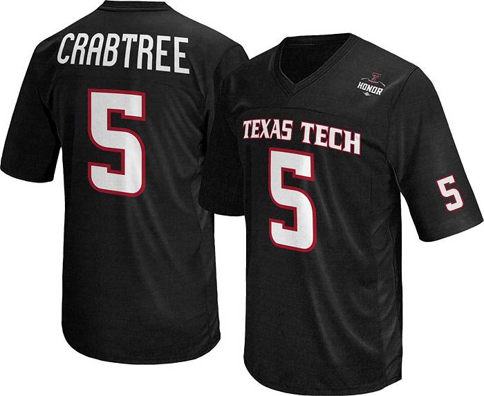 Retro Brand Men's Texas Tech Red Raiders Michael Crabtree #5 Black Replica Football Jersey, Large