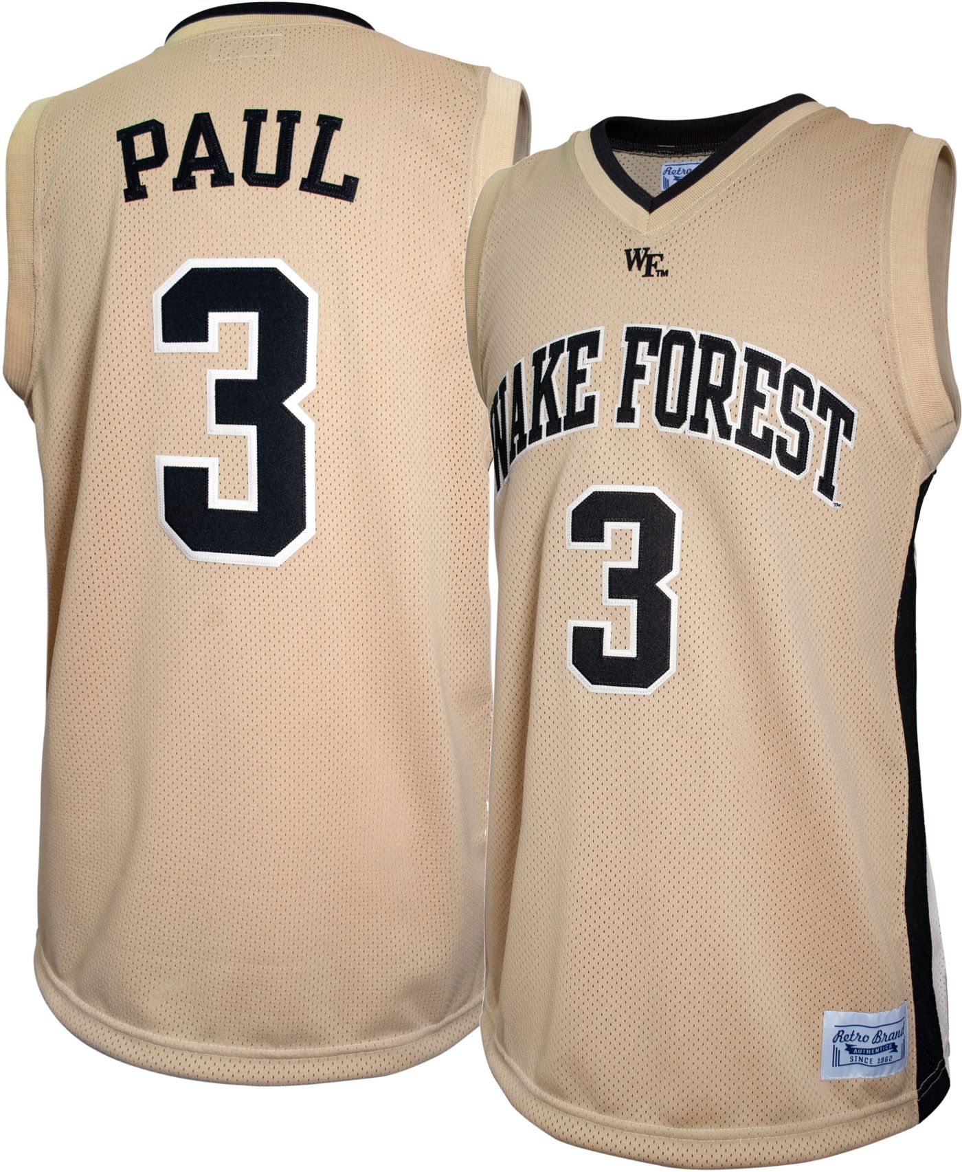 Retro Brand Men s Wake Forest Demon Deacons Chris Paul 3 College Classic Basketball Jersey