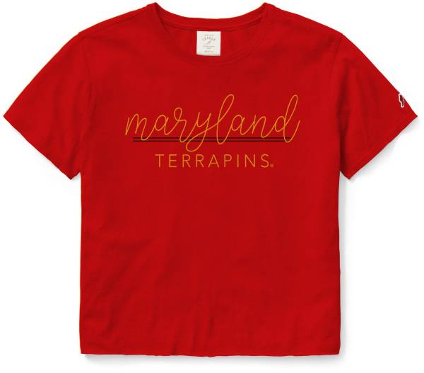 League-Legacy Women's Maryland Terrapins Red Clothesline Cotton Crop T-Shirt product image