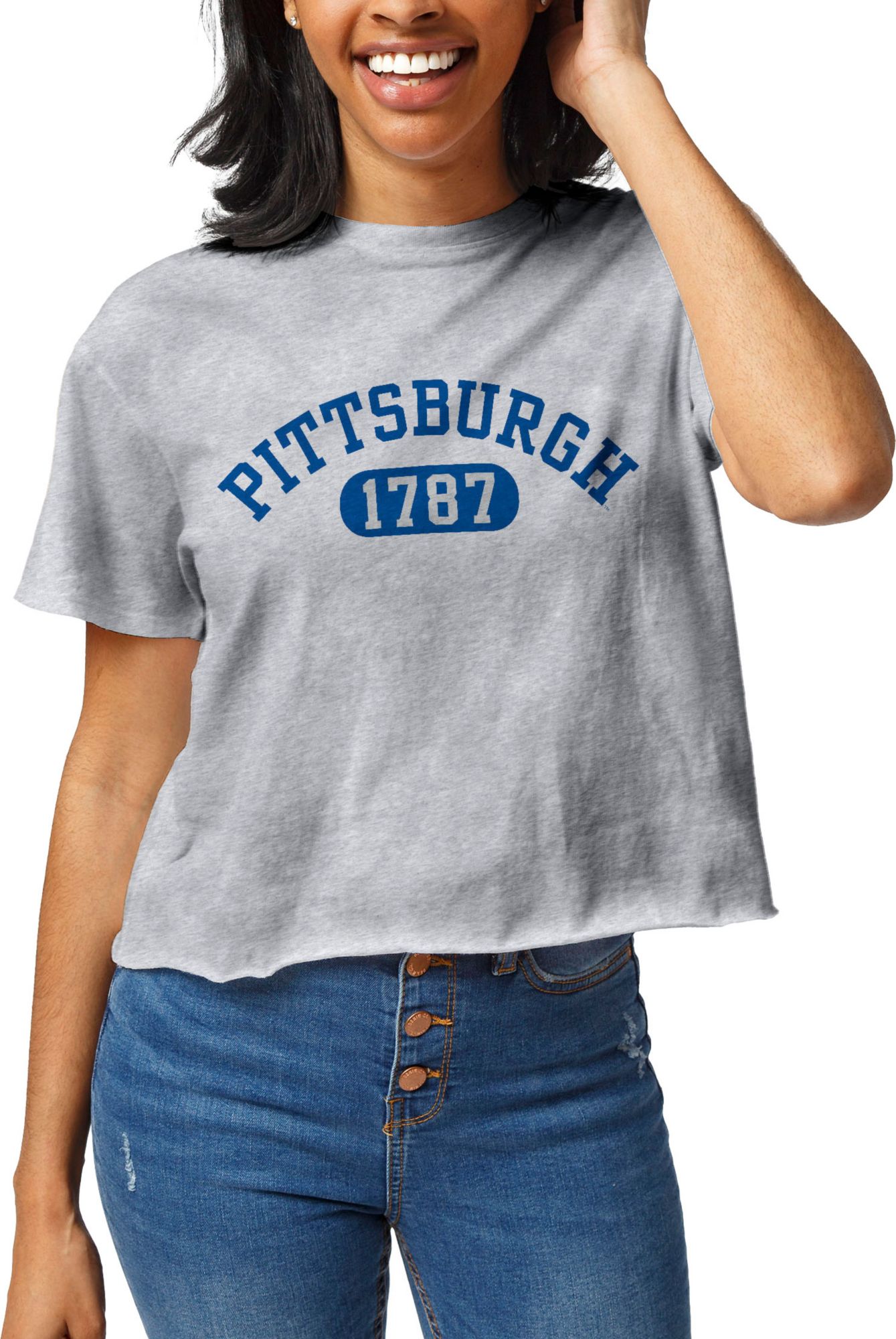 League-Legacy Women's Pitt Panthers Grey Clothesline Cropped T-Shirt product image