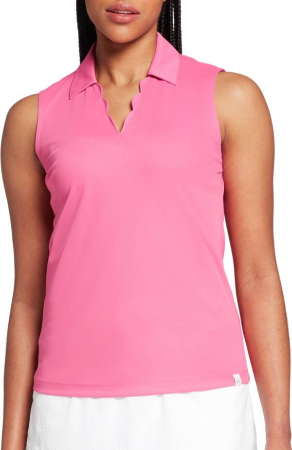 Lady Hagen Women's Tropical Scallop Placket Sleeveless Golf Polo