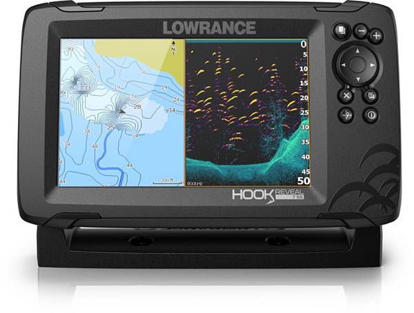 Lowrance Hook Reveal Fish finder Splitsht with Down scan Imaging