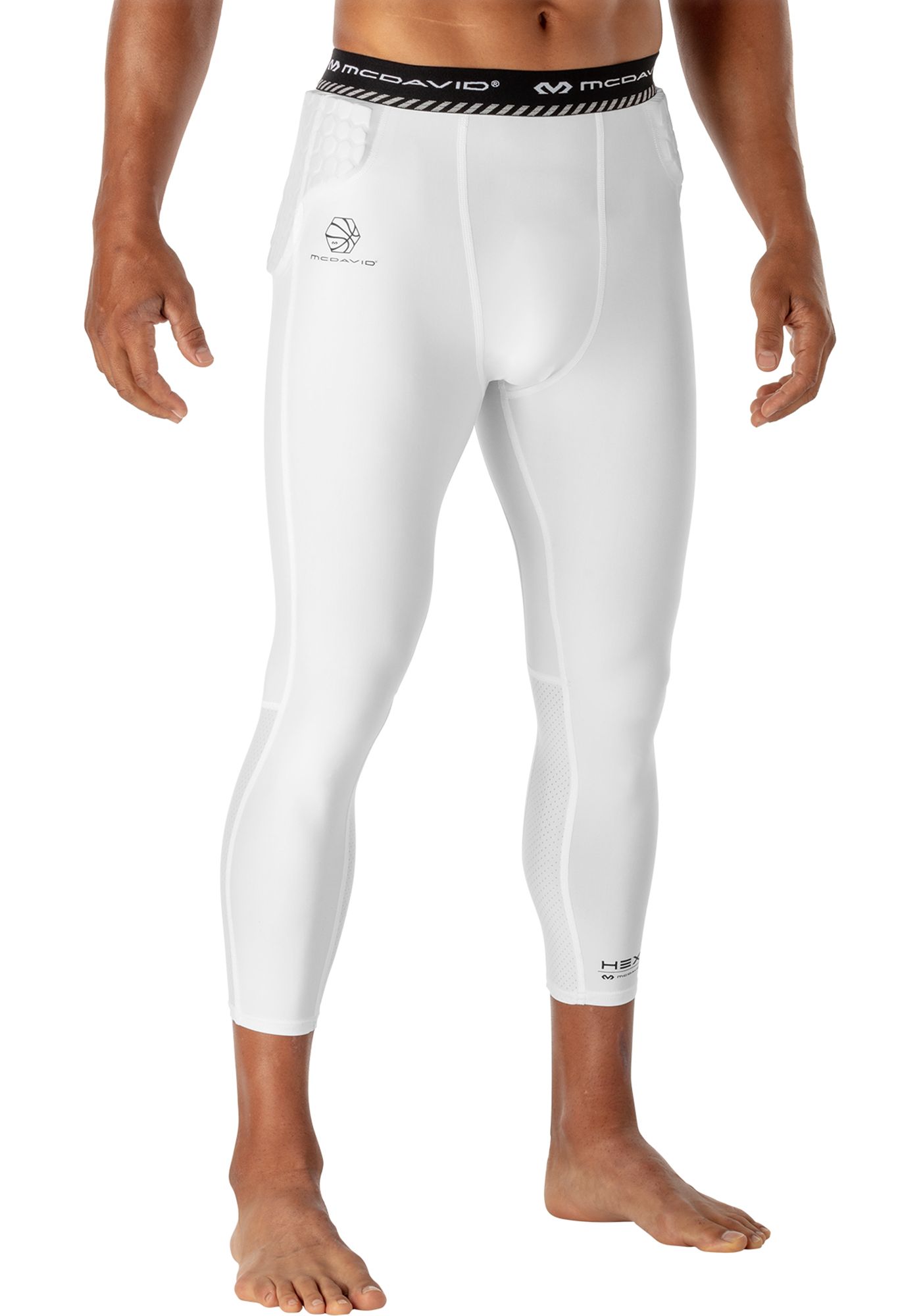 McDavid Hex Basketball 3 4 Tight with Hip Tailbone Pads White S