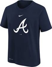 Atlanta Braves T Shirt White Navy Short Sleeve Size XXL Geniune Youth