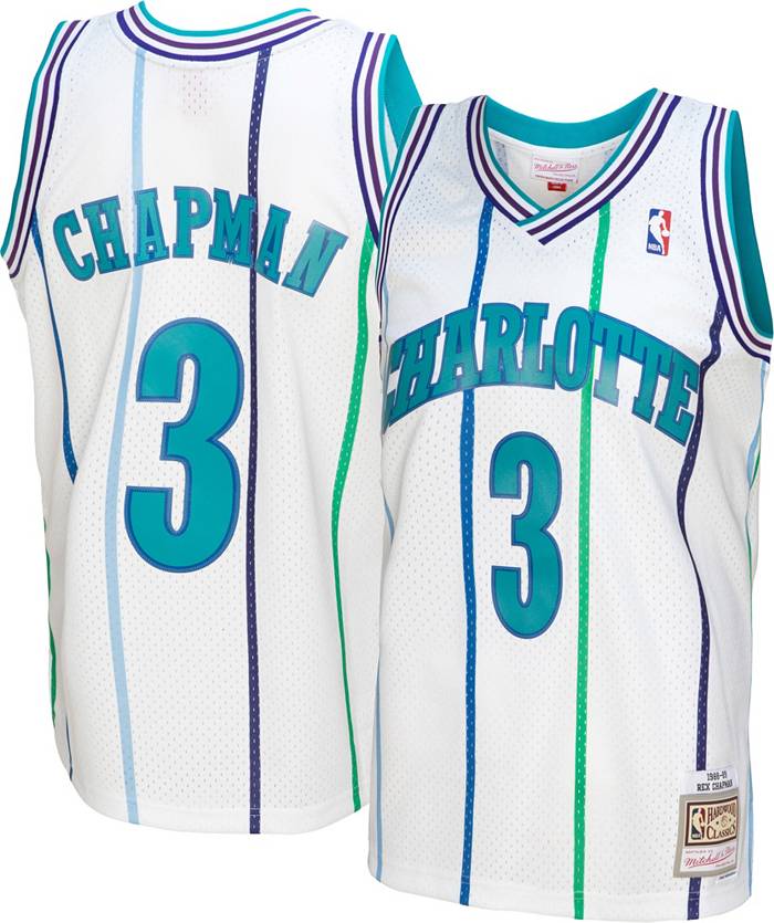 Men's Charlotte Hornets Rex Chapman Mitchell & Ness White Hardwood Classics Swingman Jersey