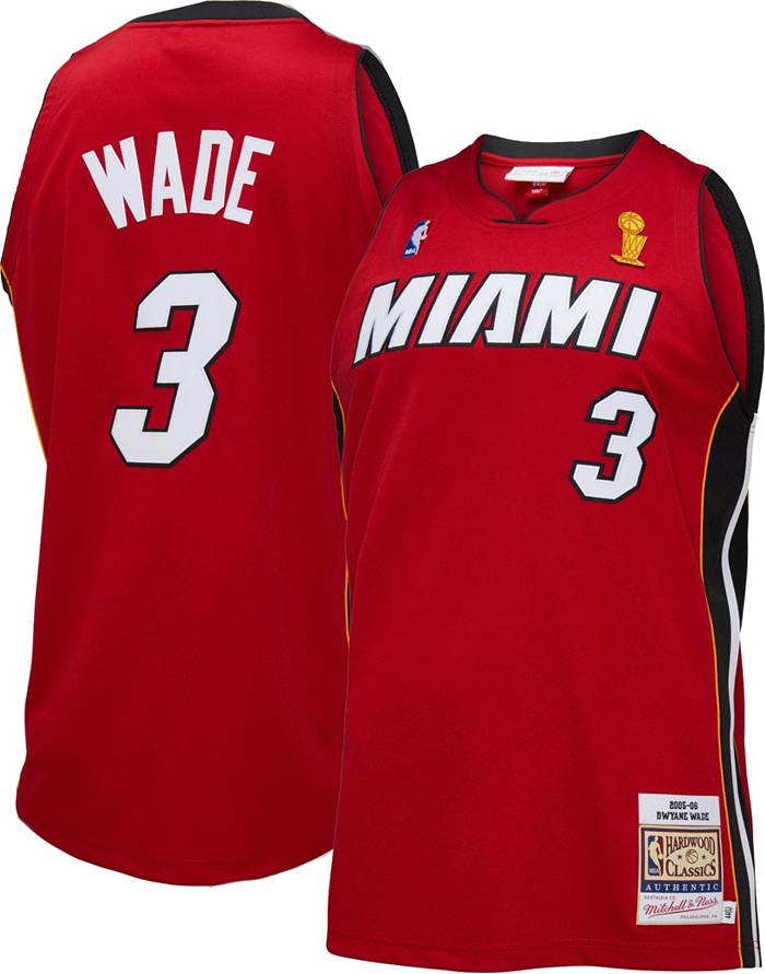 Mitchell & Ness Men's 2005 Miami Heat Dwyane Wade #3 Red Hardwood Classics Authentic  Jersey