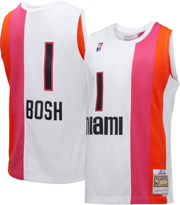 Mitchell & Ness Men's 2011 Miami Heat Chris Bosh #1 White Hardwood Classics Swingman Jersey product image
