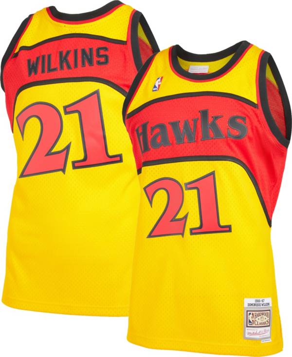 Mitchell & Ness Men's 1986 Atlanta Hawks Dominique Wilkins Yellow Hardwood Classics Swingman Jersey