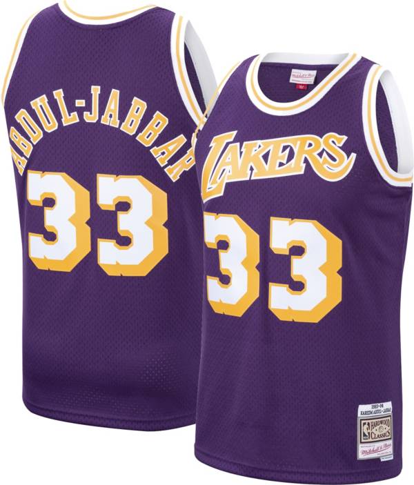 Marque  Mitchell & NessMitchell & Ness Los Angeles Lakers 33 Kareem Abdul-Jabbar NBA Swingman Jersey Or 