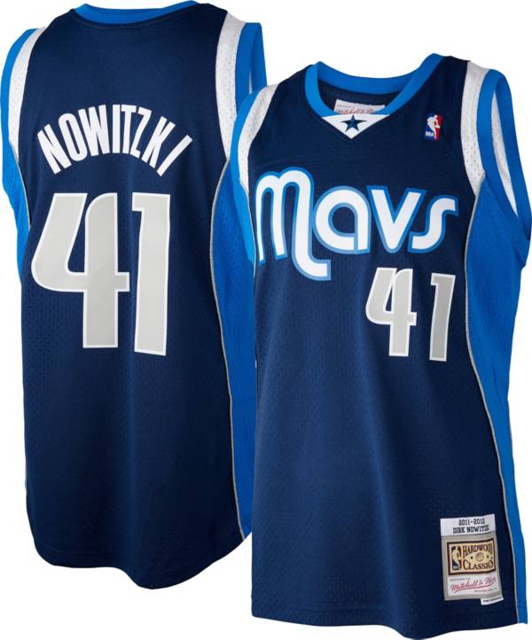 Mitchell & Ness Men's 2011 Dallas Mavericks Dirk Nowitzki #41 Blue Hardwood Classics Swingman Jersey product image
