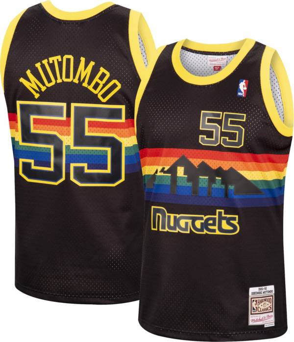 Mitchell & Ness Men's 1991 Denver Nuggets Dikembe Mutombo #55 Black Hardwood Classics Swingman Jersey