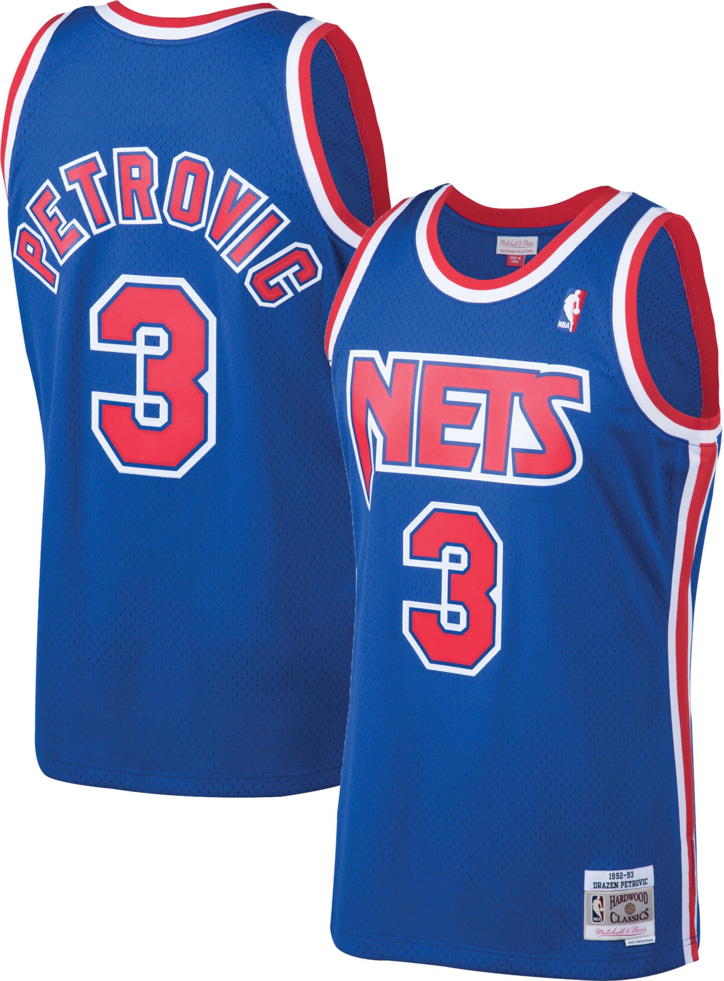 Mitchell & Ness Men's 1992 Brooklyn Nets Dražen Petrovic #3 Royal Hardwood Classics Jersey product image