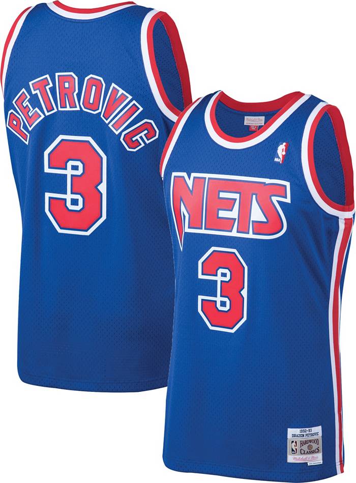 Men's Mitchell & Ness Drazen Petrovic Royal Brooklyn Nets Hardwood Classics  Name & Number Player T-Shirt