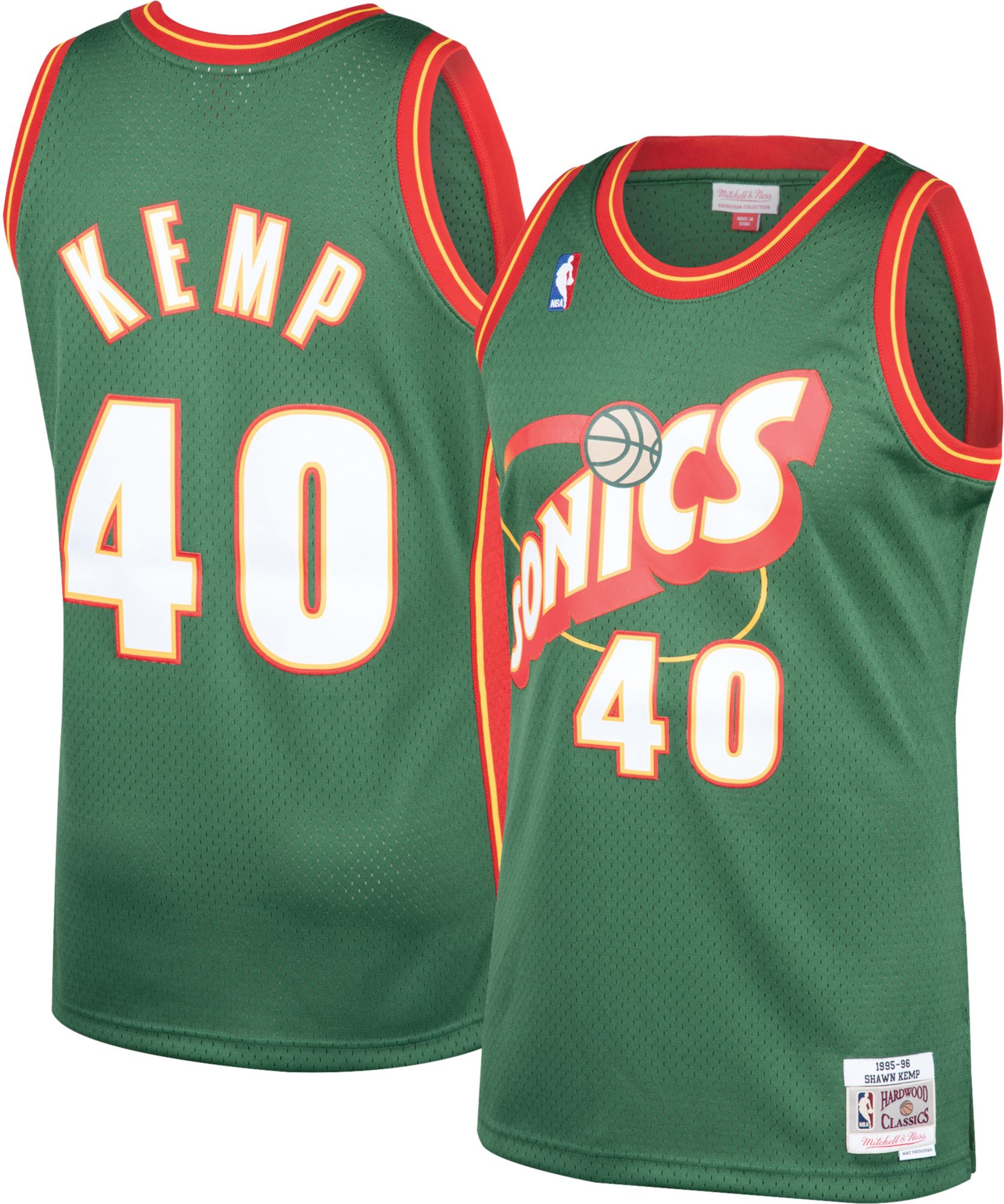 Mitchell & Ness Men's 1995 Seattle SuperSonics Shawn Kemp #40 Green Hardwood Classics Swingman Jersey product image