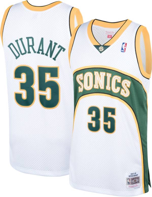Mitchell & Ness Men's Seattle Super Sonics Kevin Durant #35 White Hardwood Classics Throwback Jersey product image