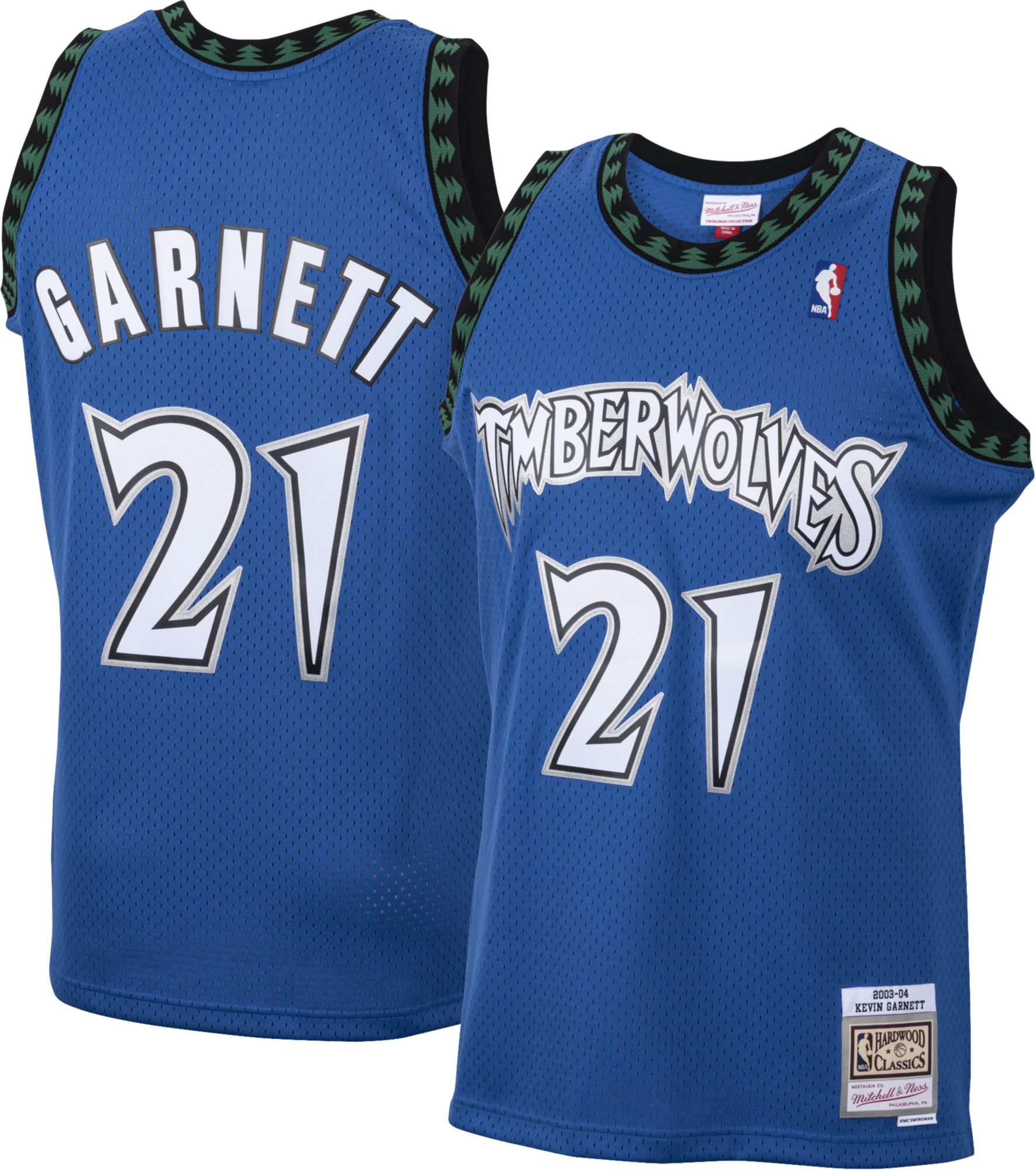 Mitchell & Ness Men's 2003 Minnesota Timberwolves Kevin Garnett #21 Blue Hardwood Classics Swingman Jersey product image