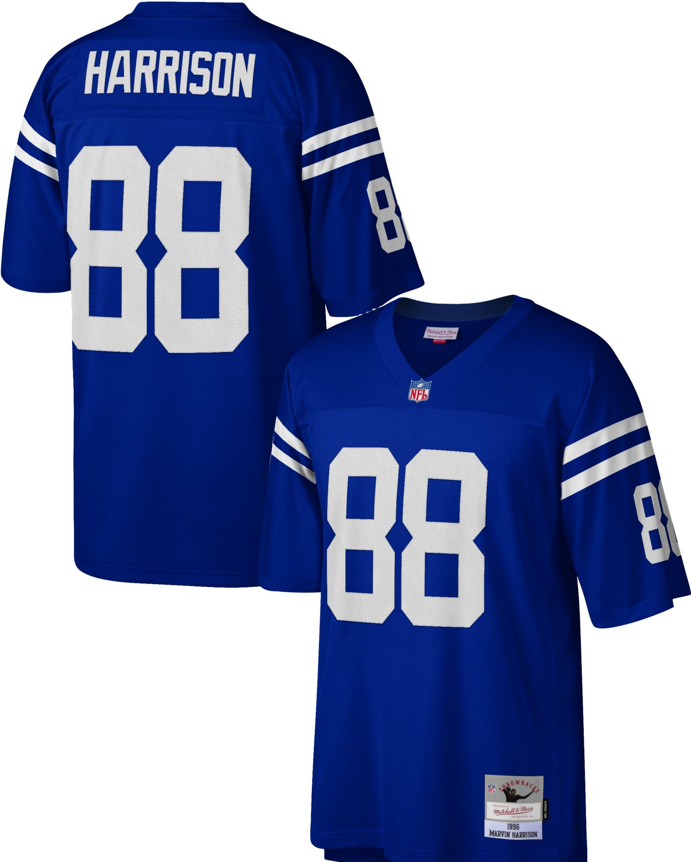 Mitchell Ness Men s Indianapolis Colts Marvin Harrison 88 1996 Royal Throwback Jersey Dick s Sporting Goods