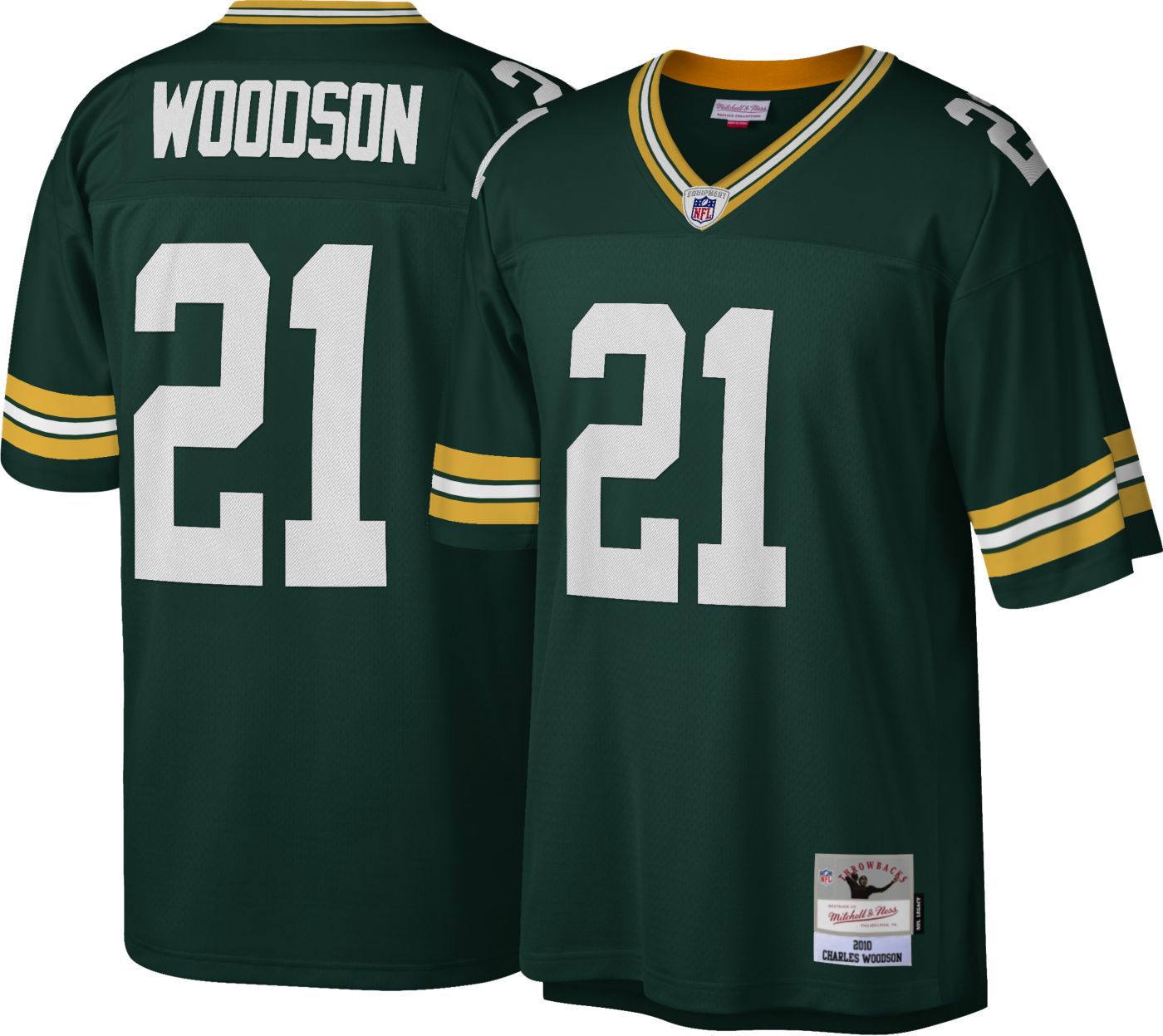 Mitchell Ness Men s Green Bay Packers Charles Woodson 21 Green 2010 Throwback Jersey Dick s Sporting Goods