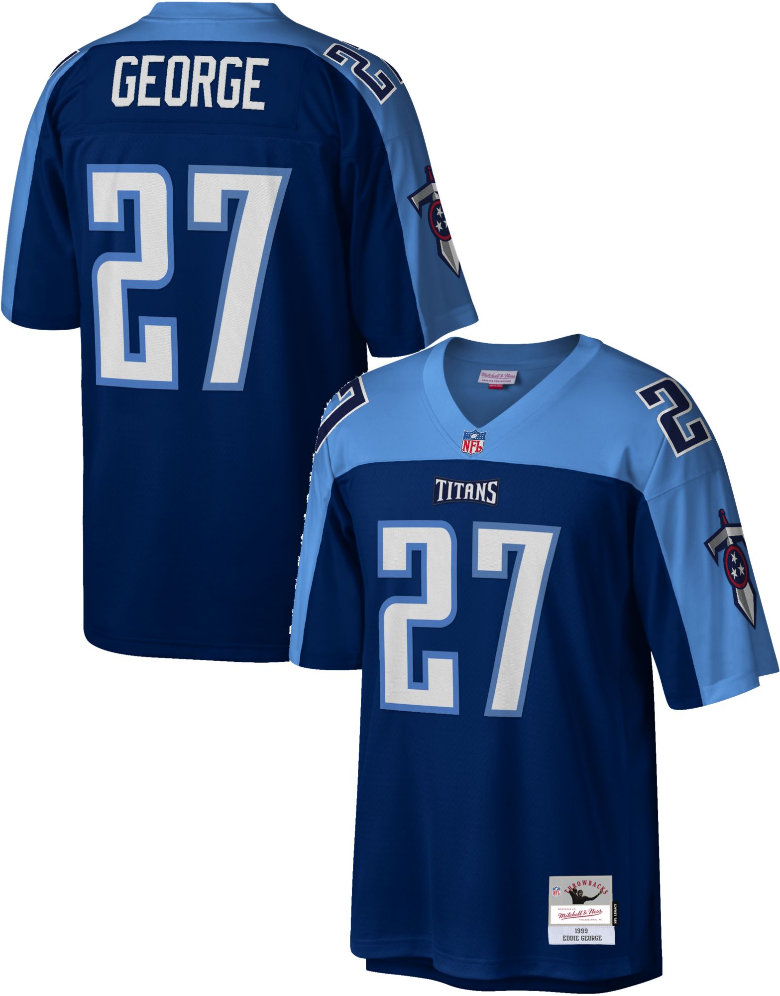 Mitchell & Ness Men's Tennessee Titans Eddie George #27 1999 Navy Throwback Jersey product image